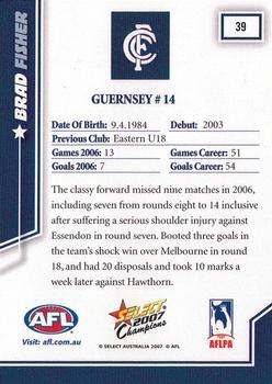 2007 Select AFL Champions Signature Series #39 Brad Fisher Back